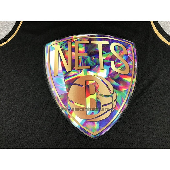 Camiseta Golden Edition Brooklyn Nets Kevin Durant NO 7 2021-22 Negro